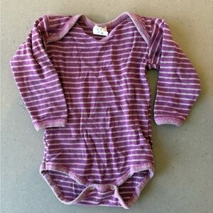 Merino and Silk soft and breathable Purple Striped Bodysuit
